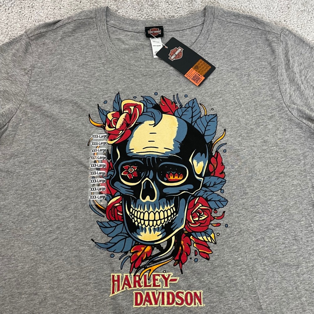 Harley Davidson T Shirt Womens 3XL Floral Skull Biker NWT